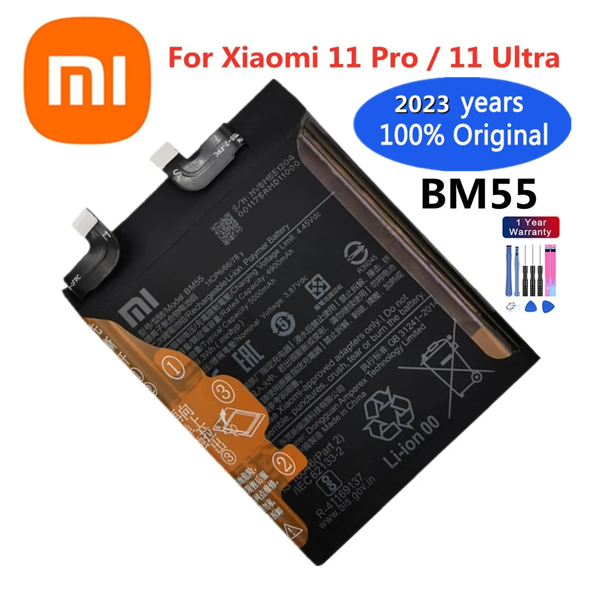 

100% Xiaomi Original Battery BM55 For Xiaomi Mi 11 Pro / Xiaomi 11 Ultra Replacement Mobile Phone Batteries Bateria 5000mAh