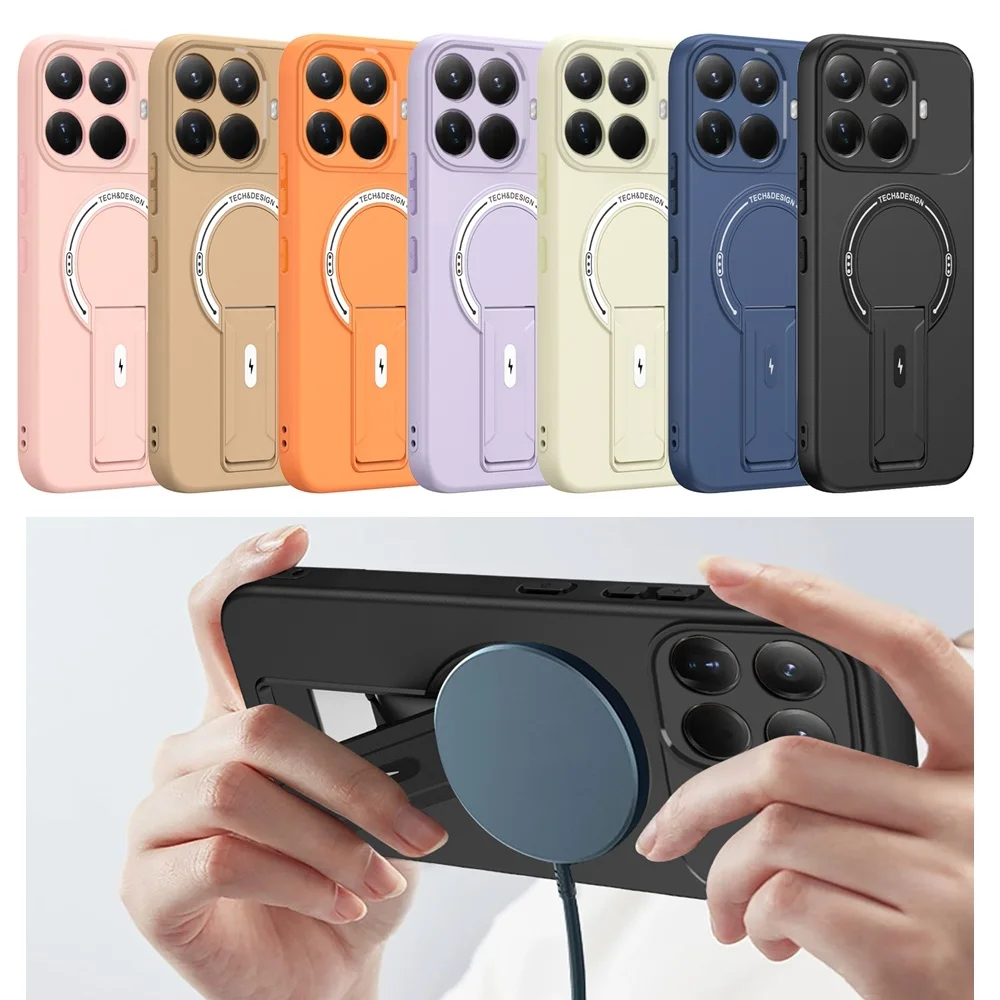 Luxury Invisible Stand Magnetic Case with Wireless Charging and Anti-Fall Protection