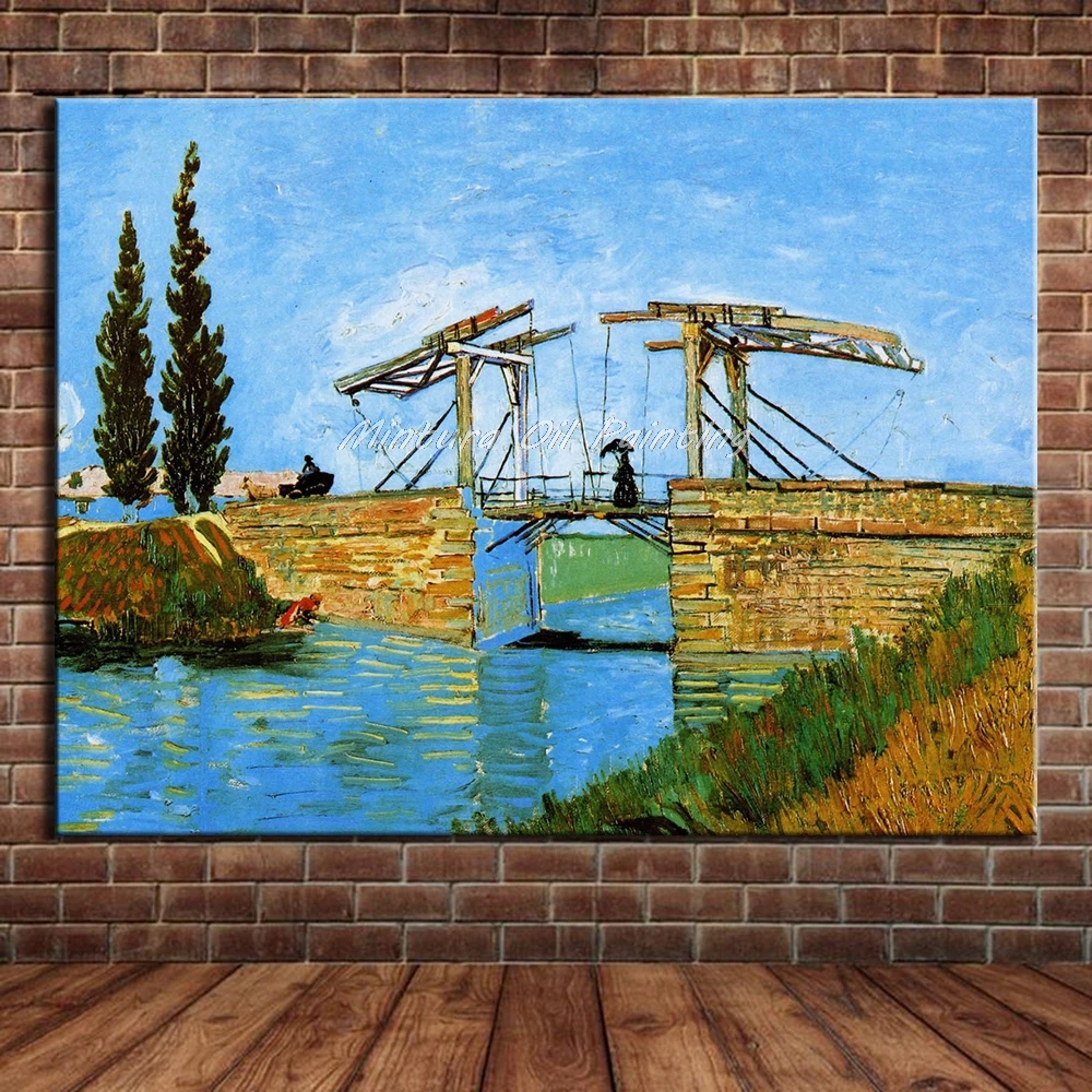 

Handmade Copy Langlois Bridge At Arles With Women Washing Of Vincent Van Gogh Famous Oil Paintings on Canvas,Wall Art,Home Decor