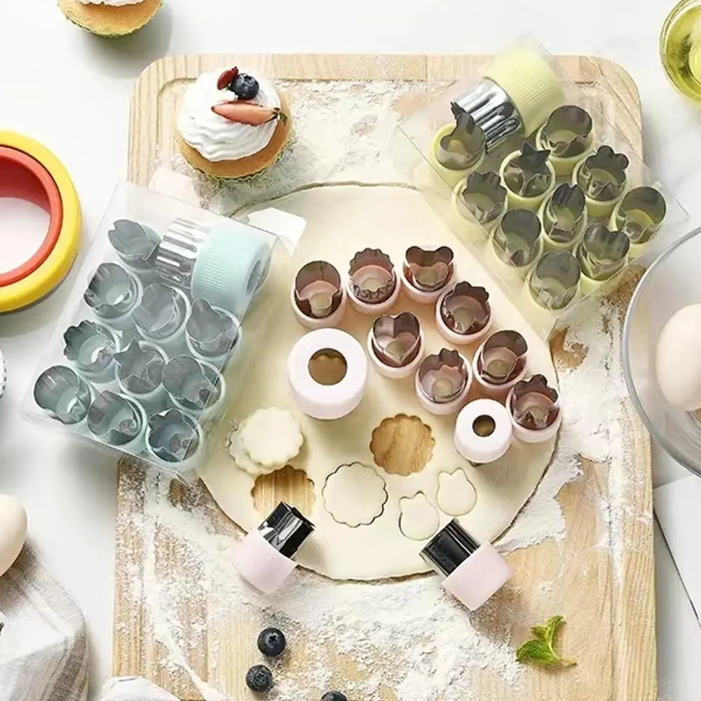 Stampini Per Biscotti E Verdure Per Bambini, Set Da 3 Formine In Acciaio E PP, Per Frutta, Pane, Formaggi - Colori Assortiti