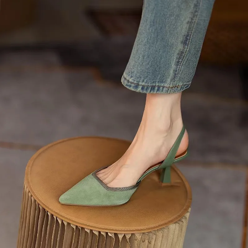 

Sexy Pointed Toe Sandals Female Fairy Style Summer 2023 New All-match Thin Heel Slingback Temperament Women Shoes High Heel