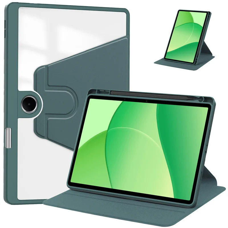 360-Degree Rotating Clear Acrylic Tablet Cover with Pencil Holder