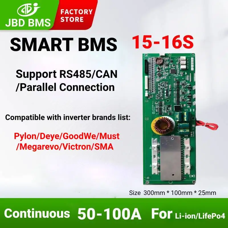 Jbd inteligente bms 15s 16s 48v 100a lifepo4 placas de circuito pcb ...