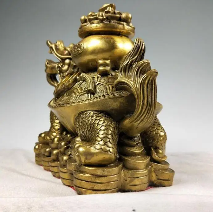 Statua Di Rame Cina Drago Tartaruga Tartaruga Cornucopia Lingotto Rame Contanti Statua Di Bronzo Fortunato