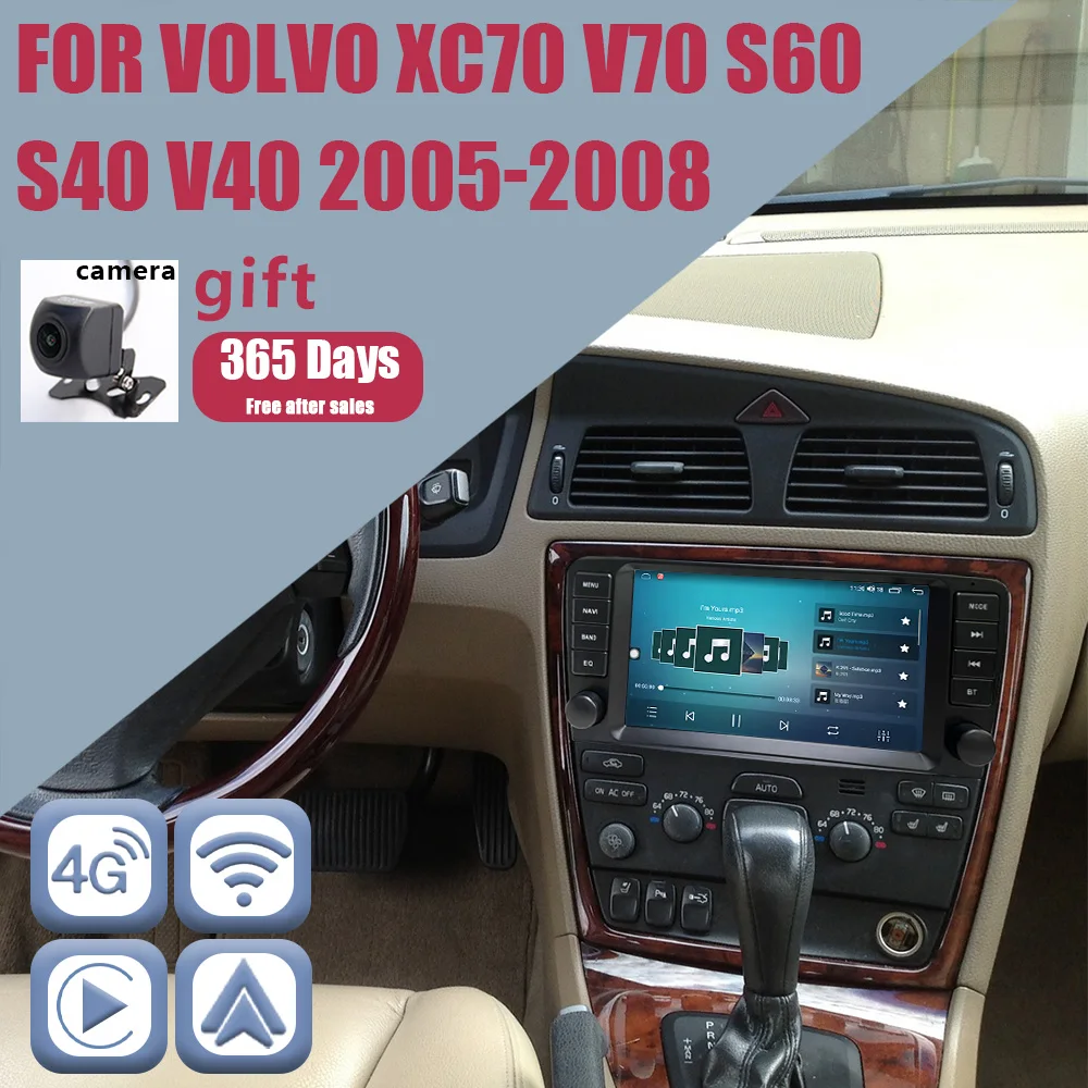 Estación de Radio de coche CHSTEK Carplay Android 13 para Volvo XC70 V70 S60 S40 V40 2005-2009 reproductor de navegación Multimedia WIFI 4G estéreo 1
