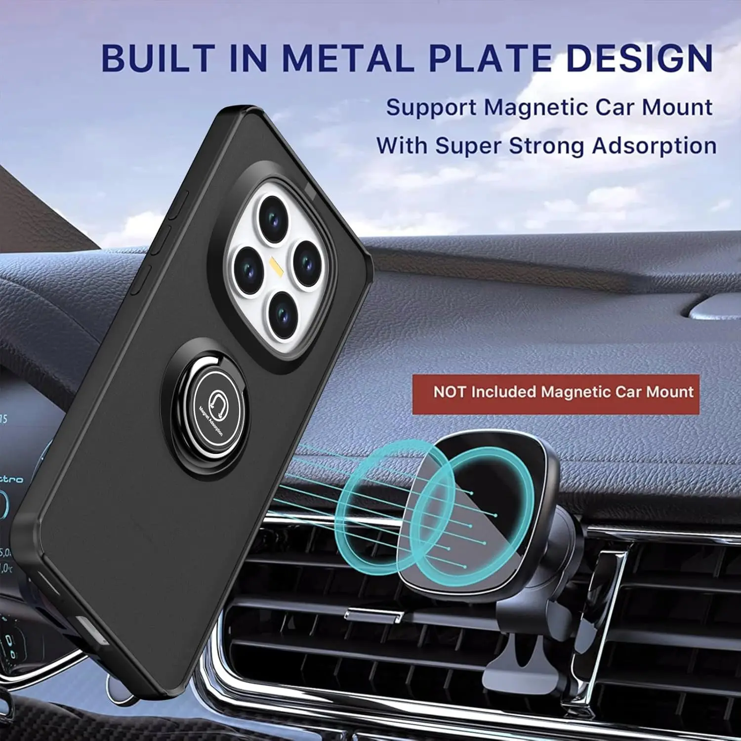 Shockproof Matte Case with Magnetic Stand and Ring Holder