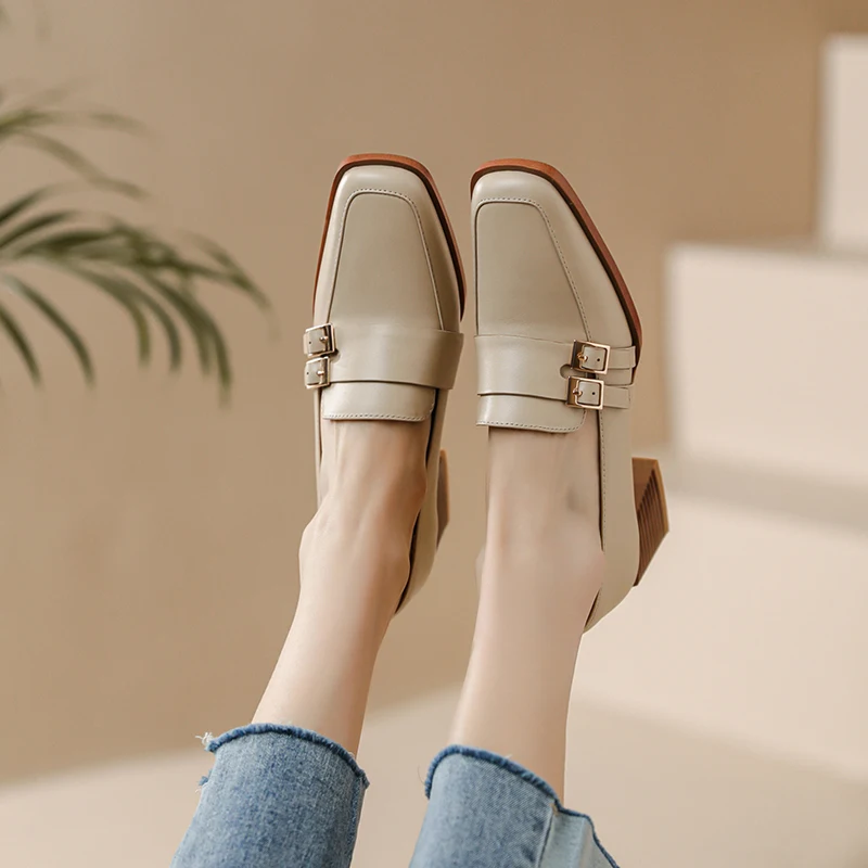 Zapatos Bajos Mujer Yuwentai Zapatos De Tacu00f3n Grueso Con Punta