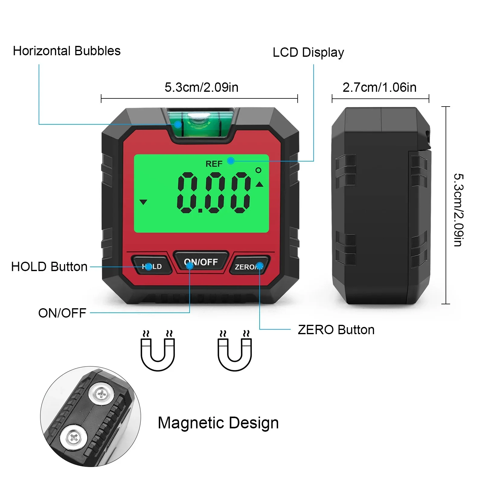 Digital Angle Detector Angle Detector Scale Angle Ruler Angle Measuring Tool Magnetic Digital Level Box 360 Degree Angle Finder Protractor Inclinometer Goniometer 4x 90 Degree Precision Measurement