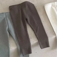 2024 New Baby Cotton Ribbed Leggings Solid Cotton Infant Stretch Pants Soft Comfortable Toddler Pants Kids Boys Girls Trousers 3