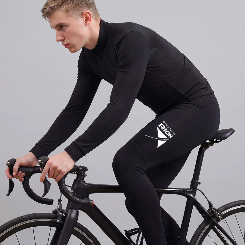 RION Herren Fahrradhose Lange Radhose Thermo-Fleece-Tights Rennrad Pro MTB Bekleidung Dolomiti Polsterung 8H Winddicht Winter – Detail 1