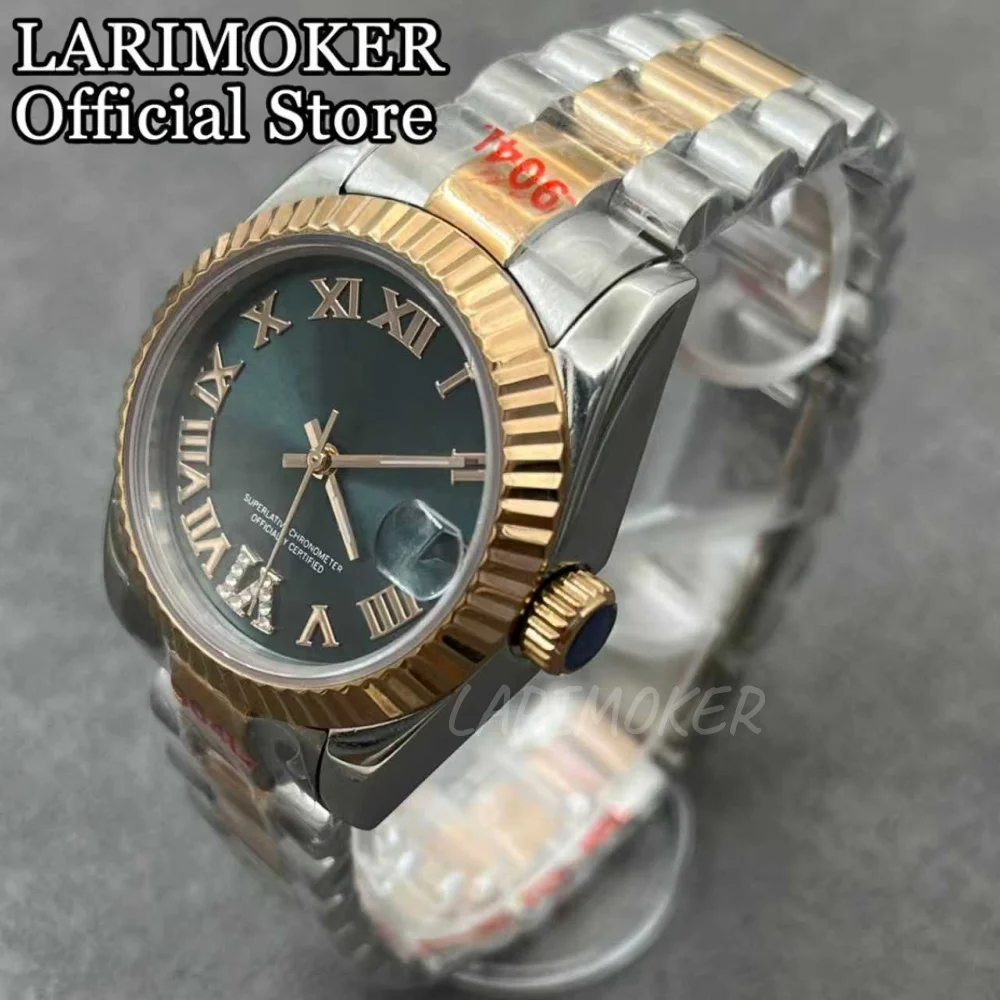 LARIMOKER Neue 31mm Saphirglas Edelstahl Diamant Lünette Jubilee Strap Uhrengehäuse Luxus Diamant Zifferblatt dame NH15 uhren – Detail 4