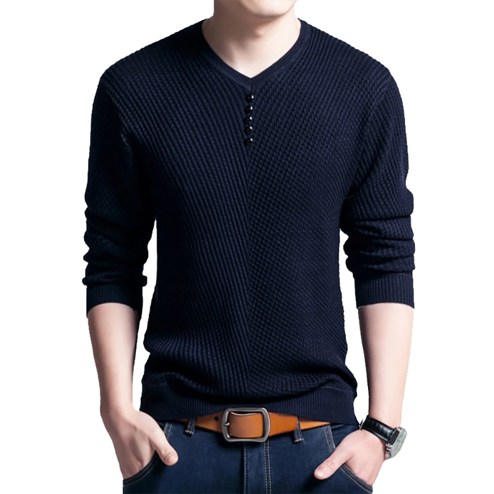 

2023 Men Sweater Casual V-Neck Pullover Men Spring Autumn Long Sleeve Slim Sweaters Knitted Cashmere Men Clothing