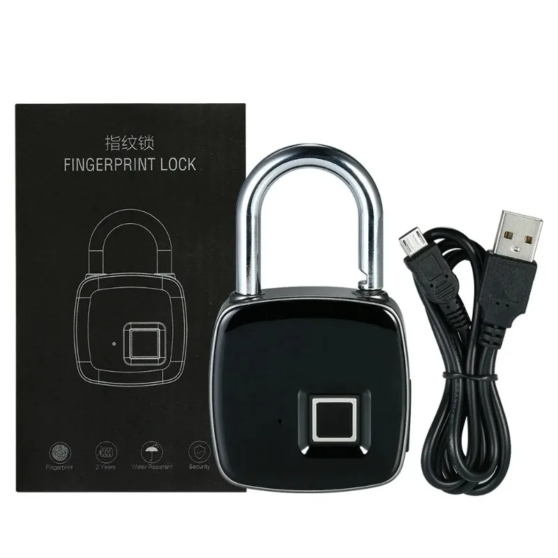 Electronic USB Rechargeable Smart Keyless Finger print Locks Waterproof Anti-Theft Security Padlock Door Luggage Lock
