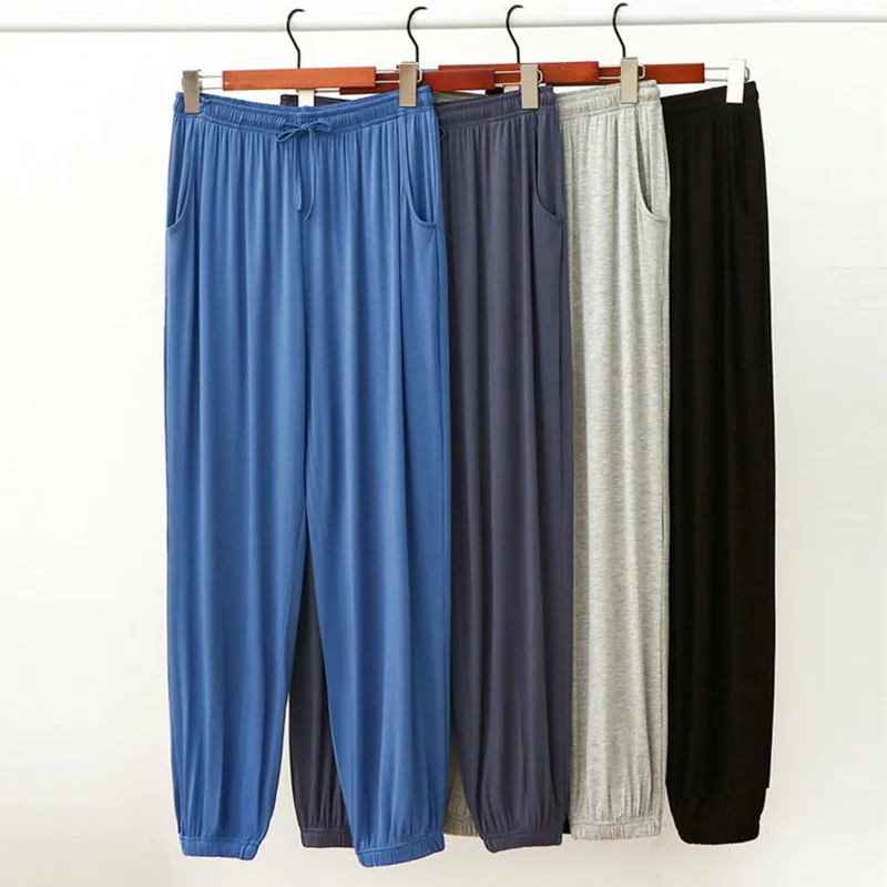 Fdfklak Sleeping Men's Modal Trousers Loose Casual Harem Pants Spring Summer Home Pajamas Pant Sleepwear Male Pantalones L-3XL