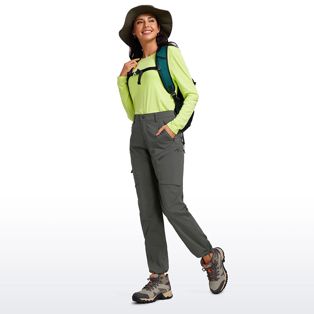 Hiking Pants CRZ YOGA UPF 50+ Women Water Resistant Lightweight Outdoor Athletic Cargo Joggers with 4 Zipper Pockets