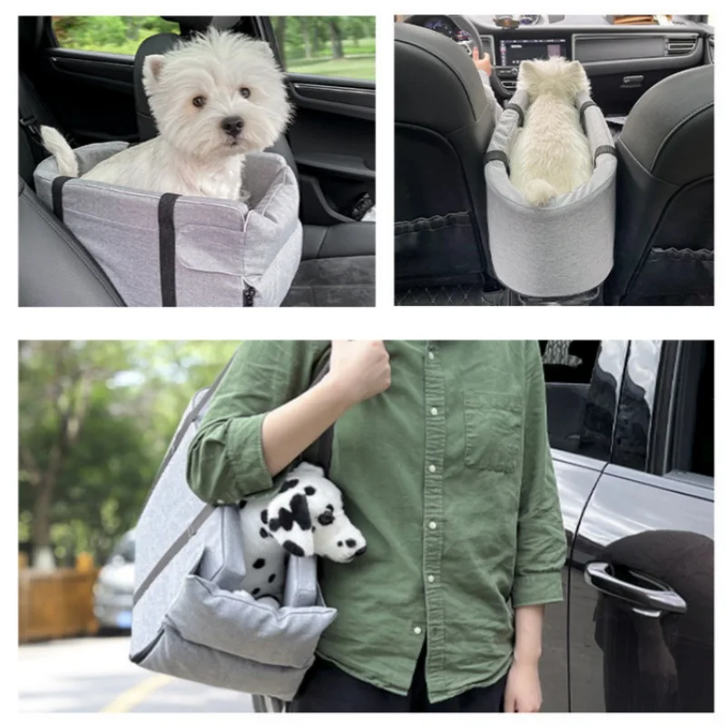 Travel Central Control Car Safety Pet Seat Transport Dog Carrier Protector For Small Dog Chihuahua Teddy Portable Cat Dog Bed