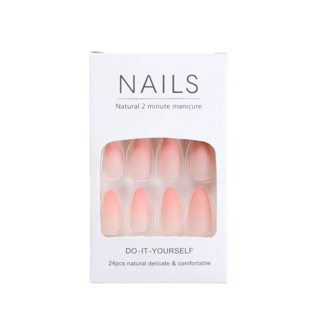 24pcs Sweet Gradient Pink False Nails Matte Pink Press on nails Full Cover Wearable Ins Simple Almond Fake nails Manicure Sets 3