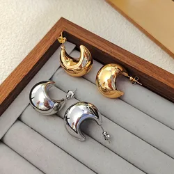 Vintage Gold Color Stainless Steel Smooth Earrings for Women Glossy Shiny Water Drop Earring Exaggerated Jewelry Party Gift