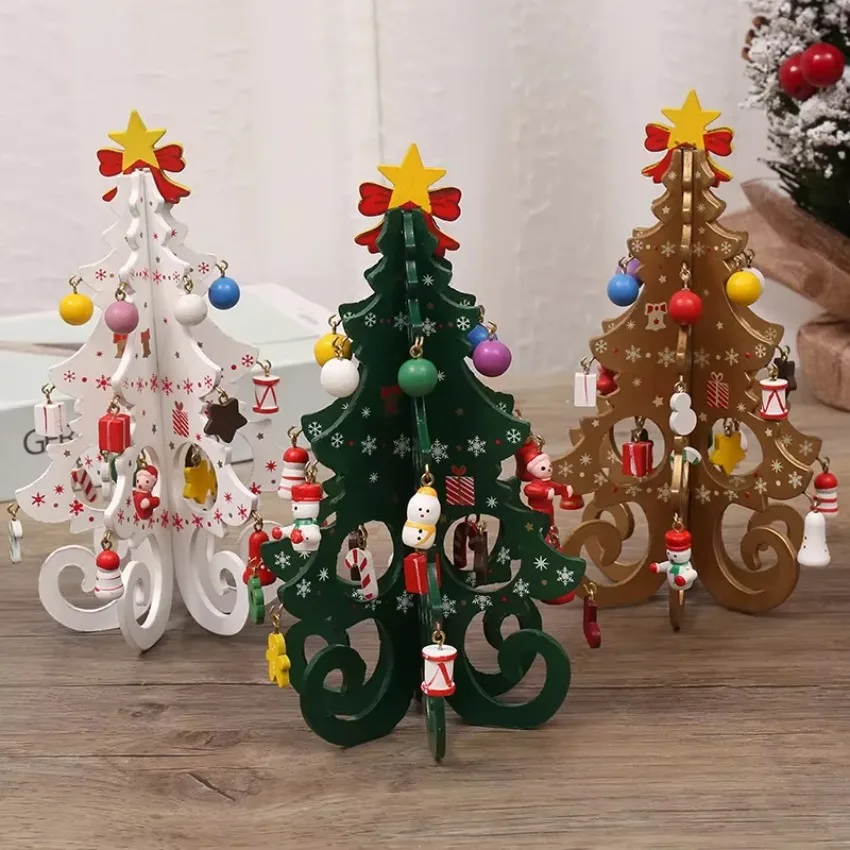Wooden Christmas Tree Decorations Christmas Ornaments Home Desktop Party Christmas Decor Christmas New Year Children's Gifts