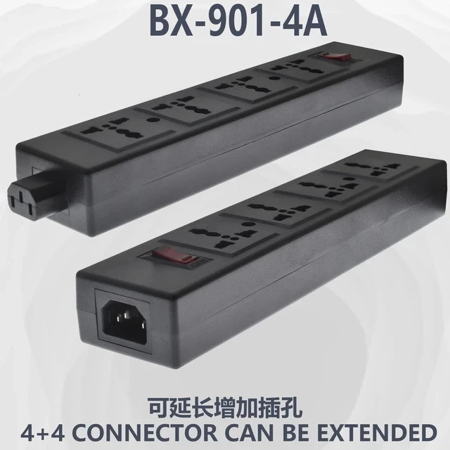 Universal 4-Way Power Strip with Overload Protection and Circuit Breaker