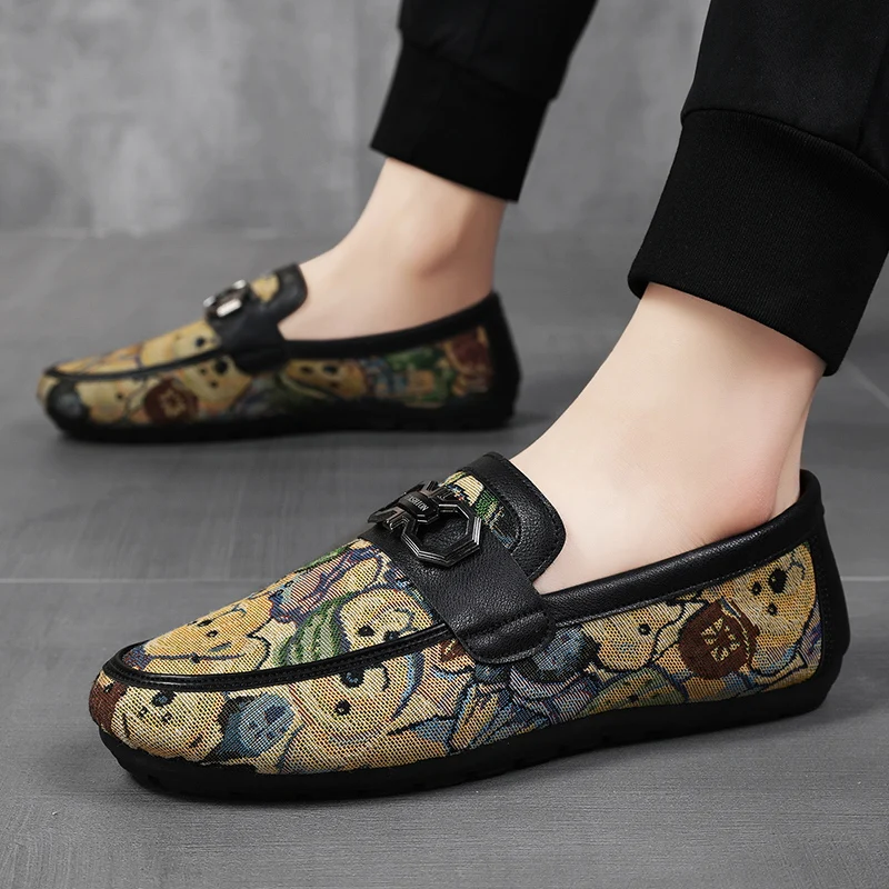 Luxury Print Canvas Loafers Men Boat Shoes Spring Breathable Casual Slip-on Men's Shoes Comfort Flat Driving Shoes Men Plimsolls 6