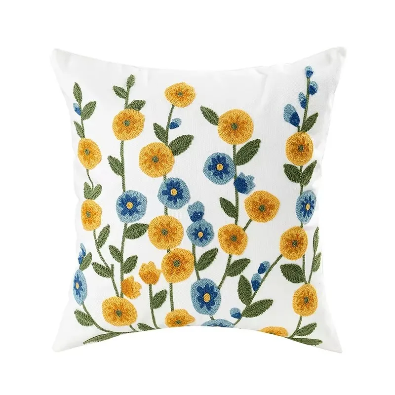 Blue Floral Throw Pillow Cover – Luxury Nordic Decorative Cushion Cover