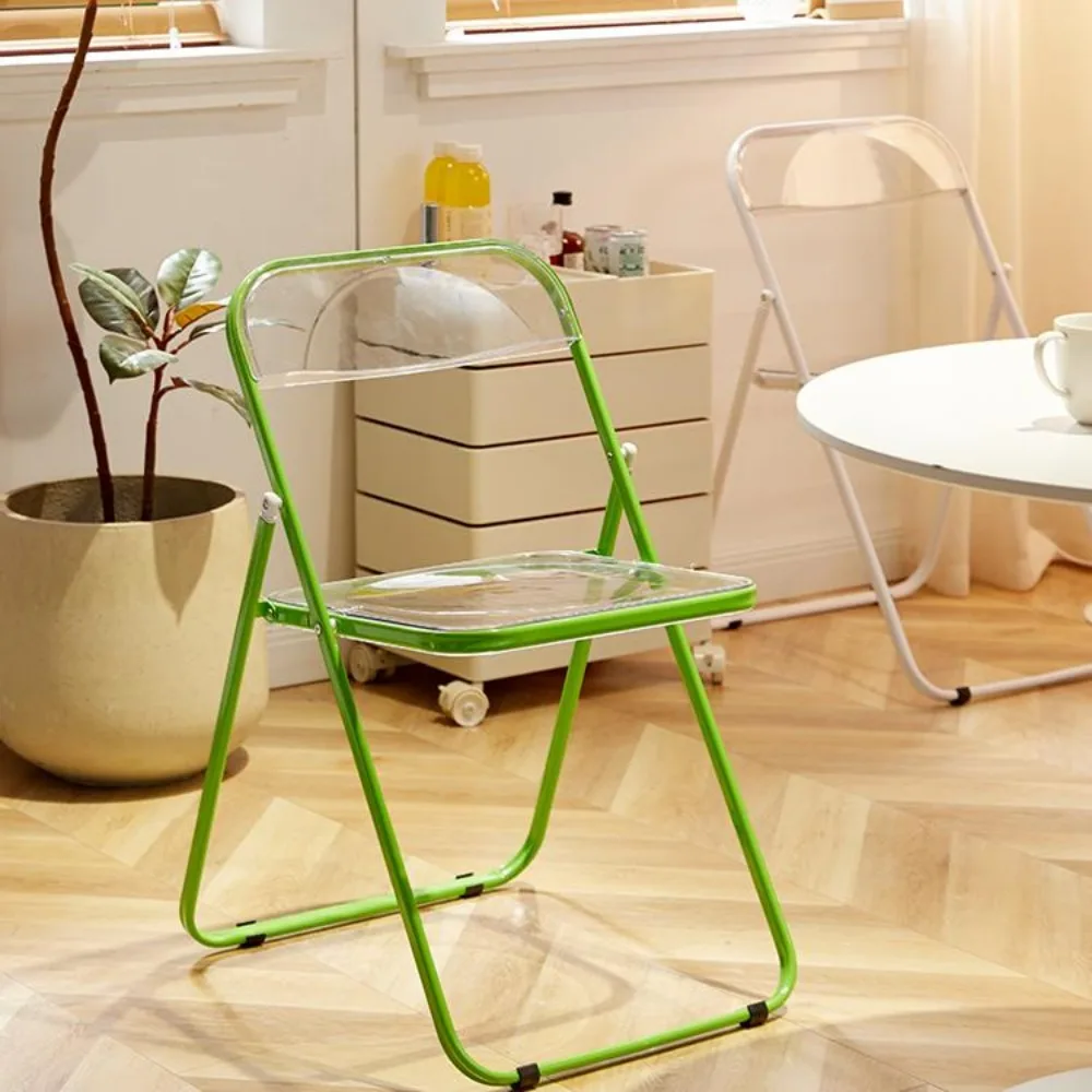Designer Folding Dining Chair Cheap Transparent Nordic Clothing Store Chairs Ultralight Space Saving Silla Plegable Furniture