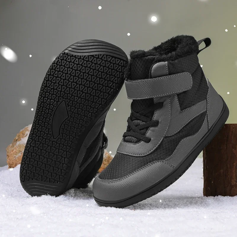 Kids Barefoot Boots Wide Width Waterproof Winter Fur Lined Shoes for Boys Girls Cold Weather Children Outdoor Fashion Sneakers Children Boots Casual Shoes