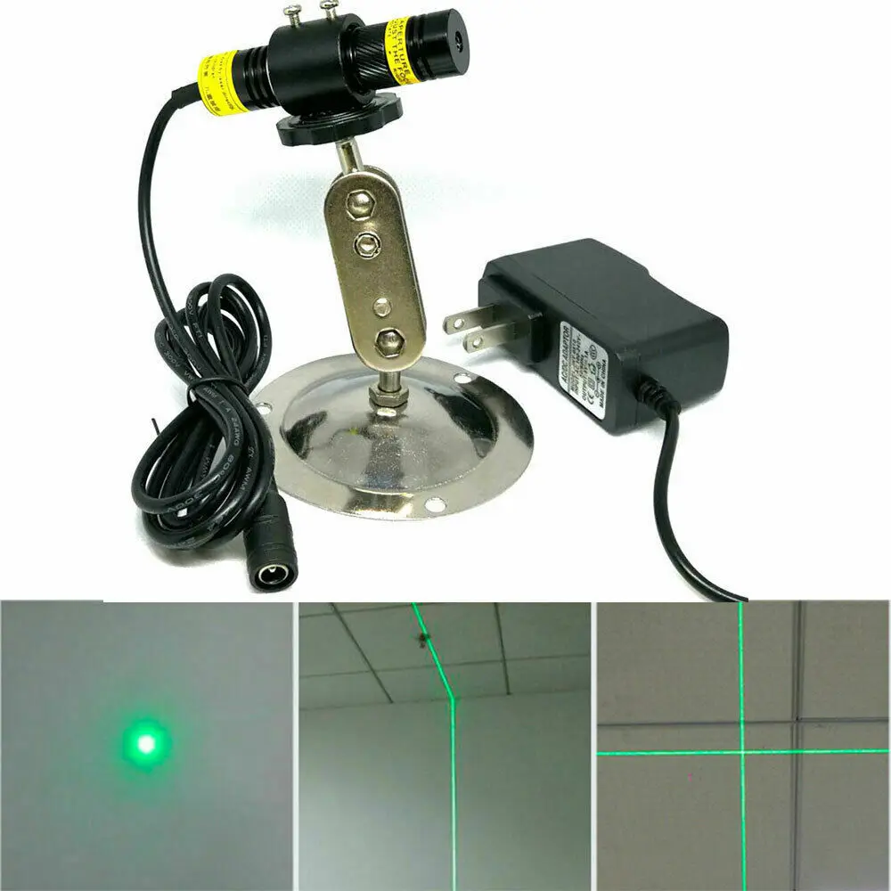 Focusable 10mW 515nm Green Laser Diode Module Dot/Line /Cross Head w 12V w HOLDE