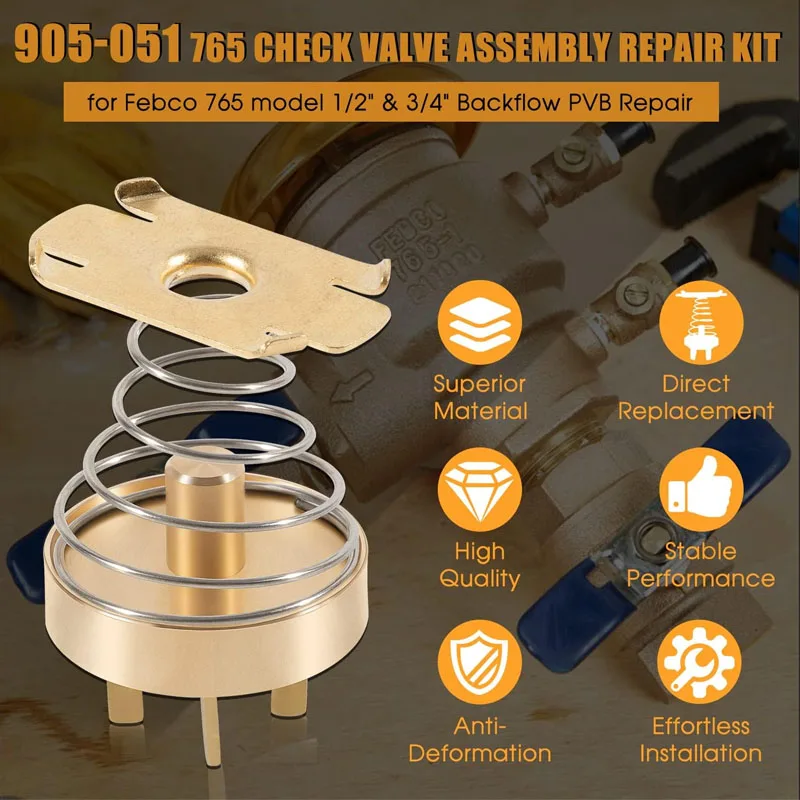 905-051 765 Check Valve Assembly Repair Kit Fit for Febco Model 1/2" & 3/4" Backflow PVB Repair, Replace for 300-096, 630-108