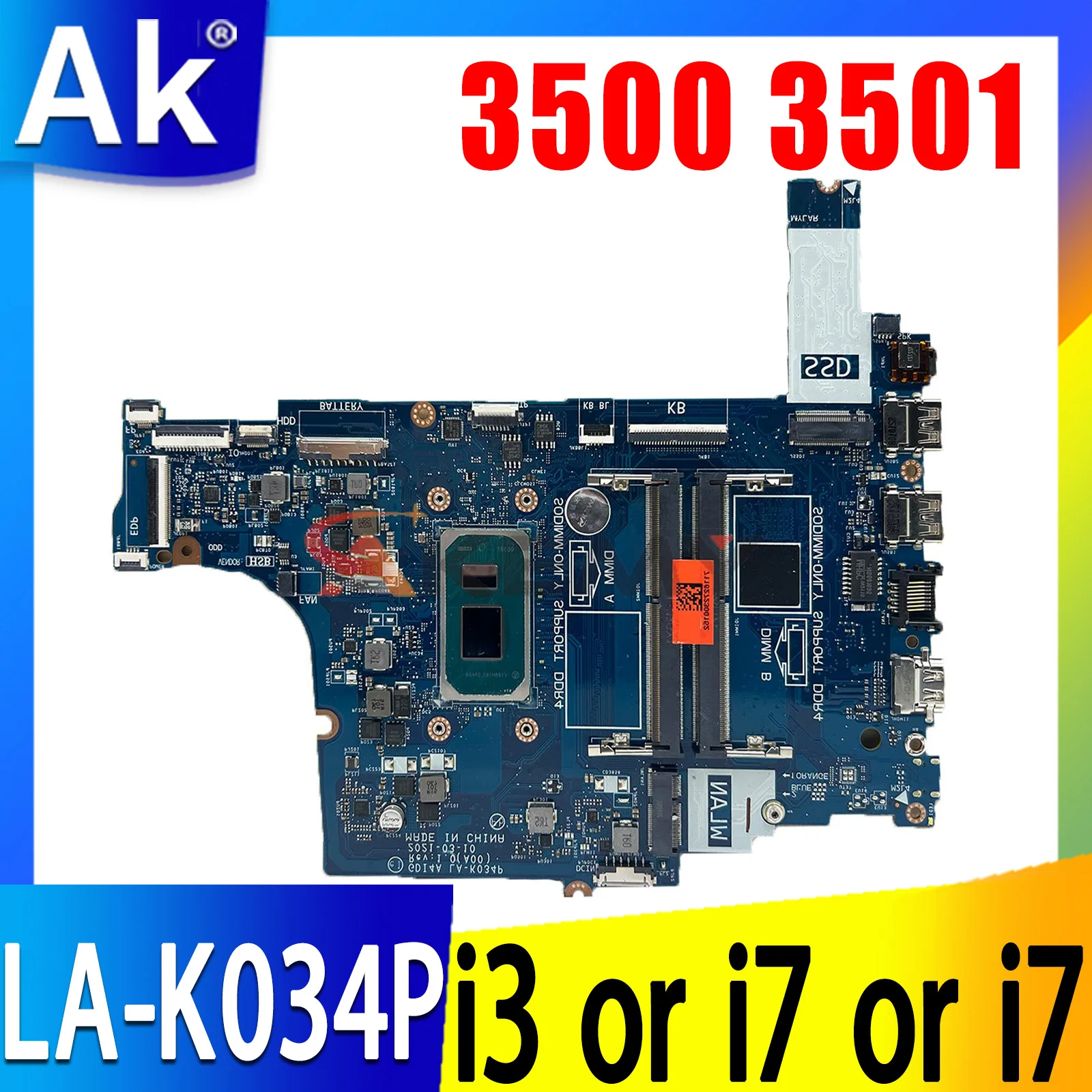 Gdi4A La-K034P Per Dell Vostro 3500 3501 Scheda Madre Del Computer Portatile I3-1115G4 I5-1135G7 I7-1165G7 Cpu Cn-03Tndr 03Tndr 0 Ftxd9 0 F3Dd5