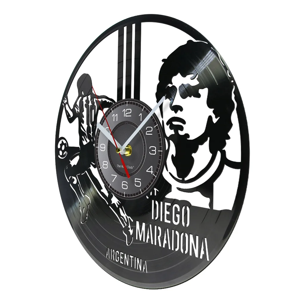 Argentinean Soccer Legend Diego Maradona Wall Clock Made Of Real Vinyl Record Football Star Home Decor Retro Music Album Clock 2