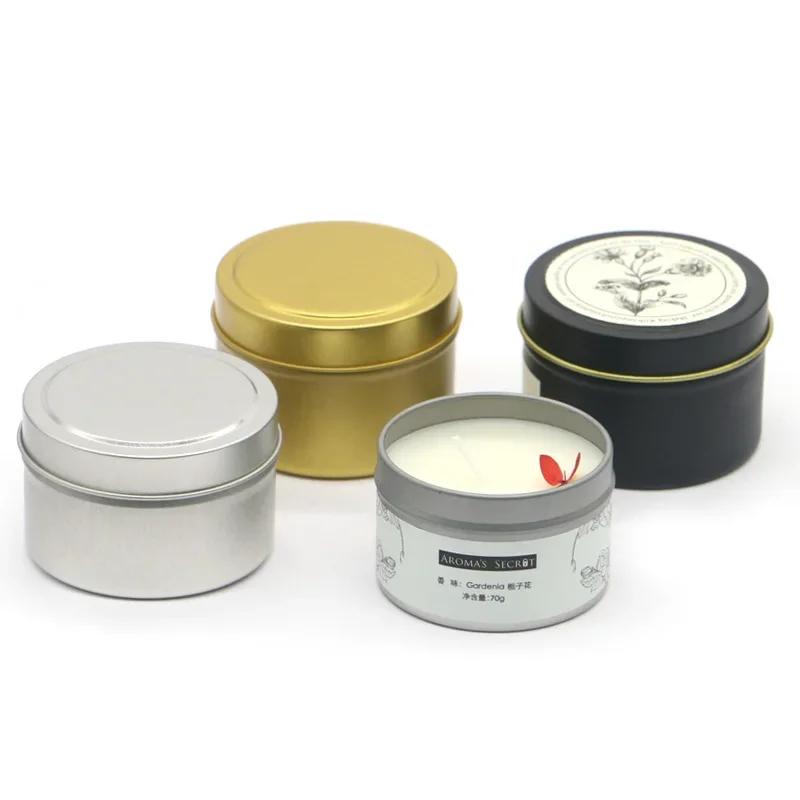 5/10PCS 4oz Candle jar Empty Tinplate Box Black Round Golden Candle Containers tea caddy Cream Jar Storage Container for Travel