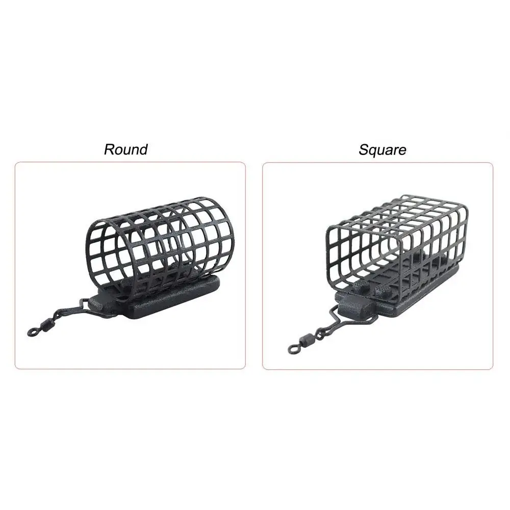 5Pcs 새로운 라운드 스퀘어 낚시 피더 케이지 10g-50g 휴대용 낚시 미끼 케이지 스테인레스 스틸 트랩 미끼 바구니 낚시 태클