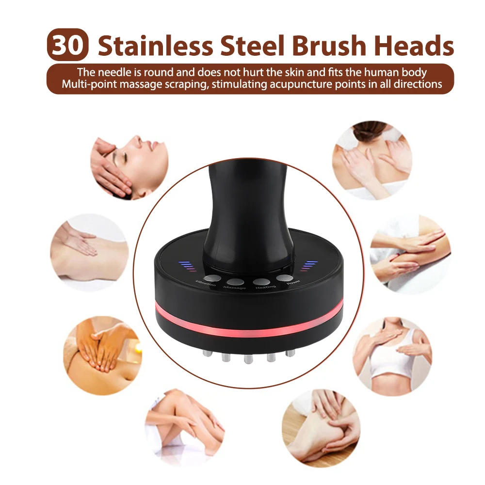 Electric Meridian Brush HeatingVibration Gua Sha Device Micro-current Electric Meridian Massage Brush for Full Body 4