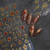 1pcs 3D Bronzing Gold Love Heart Nail Art Stickers Y2K Holographic Stars Sun Sliders Starlight DIY Decals Manicure Decoration 3