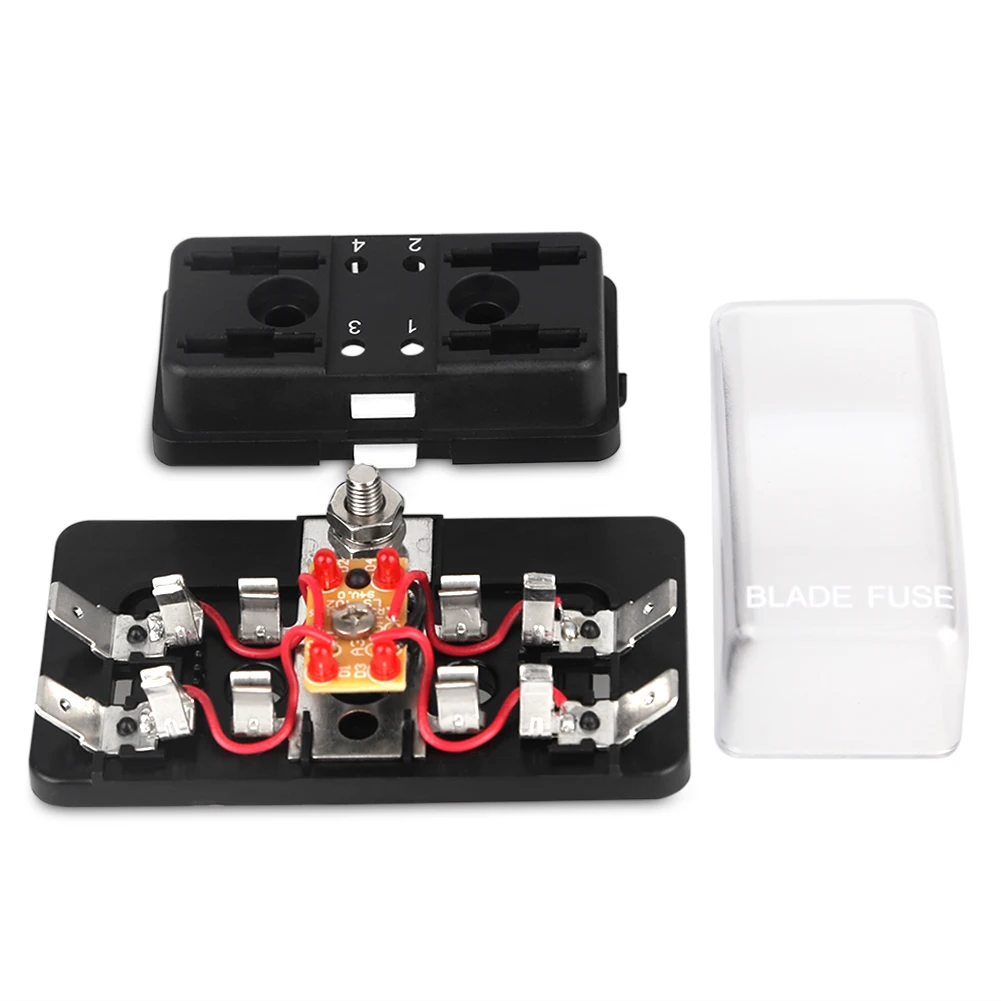 4 Ways 6 Ways Blade Fuse Block Plastic Cover 12V-32V Fuse Box Holder With LED Indicator Light For Auto Car Marine Accessories