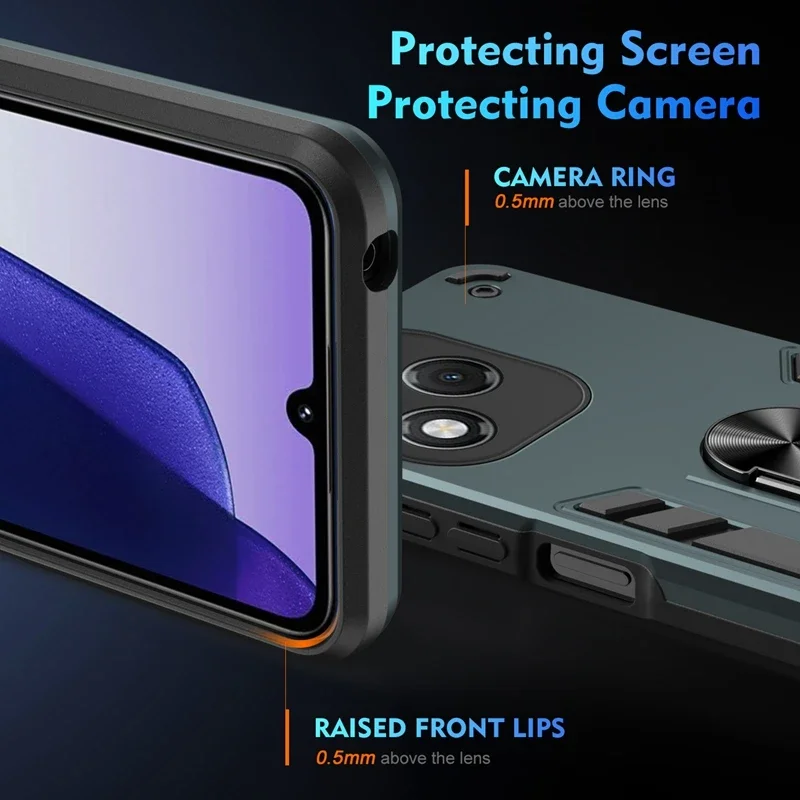 Armor Shockproof Case with Lens Protection and Finger Ring Holder - Magnetic Cover for Honor 400 Series Phones