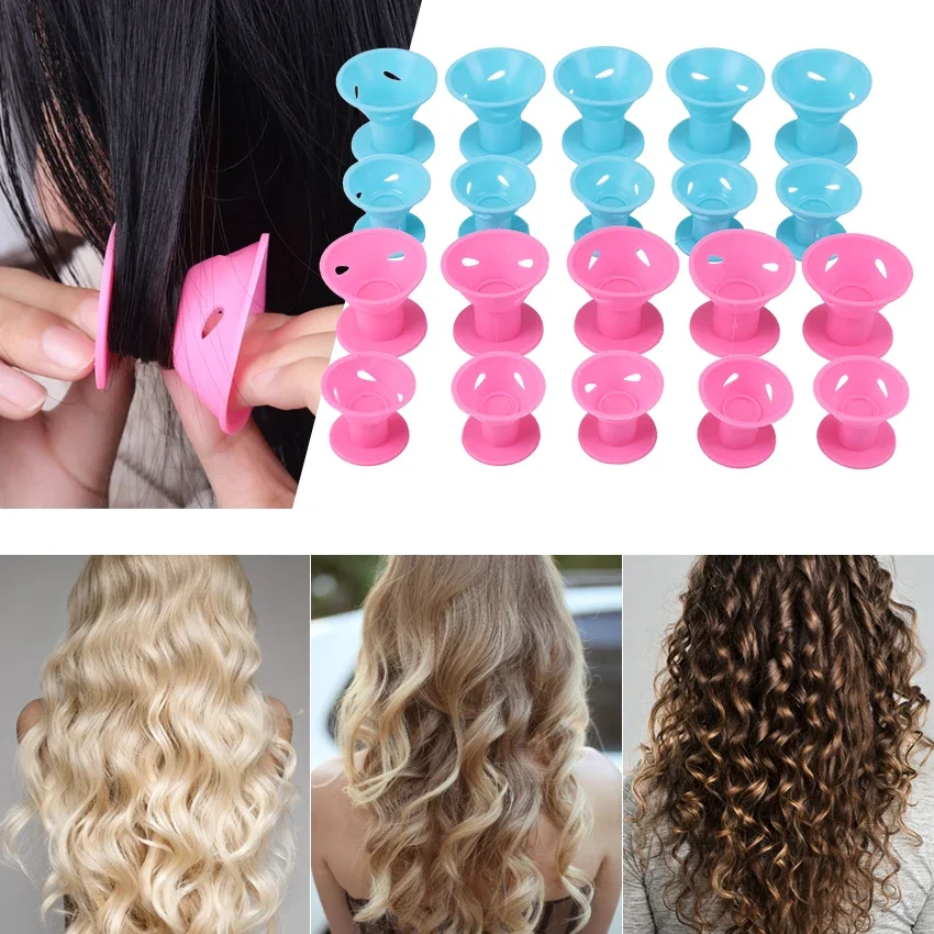 10 Pz/Set Magic Hair Care Rollers Soft Silicone Bigodino Per Capelli No Heat No Clip Hair Curling Styling Strumento Fai Da Te Per Bigodino Bellezza