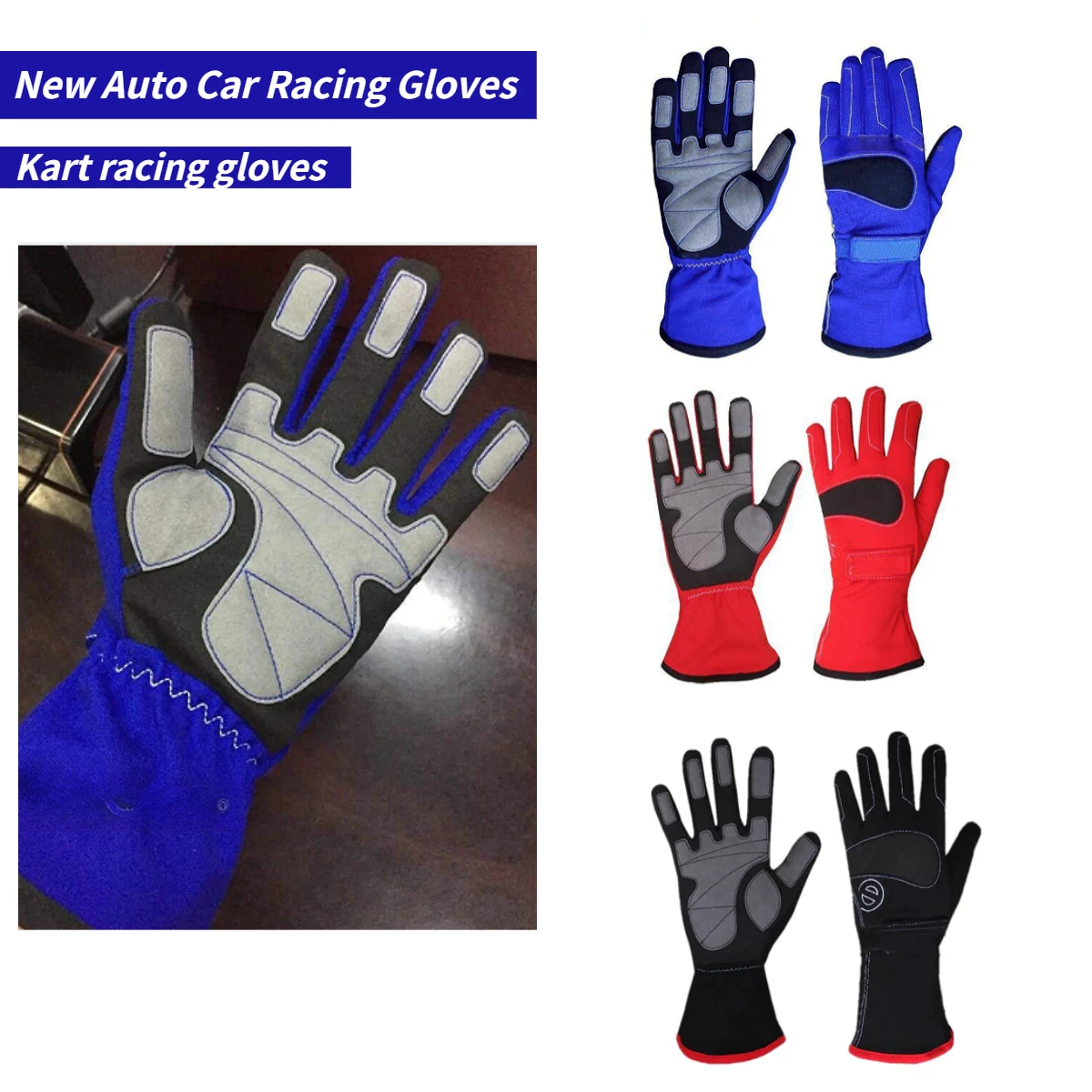 Gants de course de moto longs demi-doigts,coquille dure,écran tactile respirant,protection
