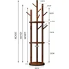 Rotary Wood Coat Racks, Household Standing Coatrack with 3 Storage Shelves, for Home Entryway Bedroom Hanging Coats Jackets Hats 2