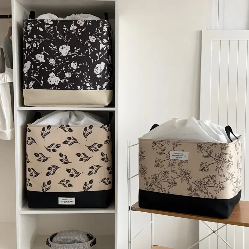 Light luxury clothing storage box household fabric clothing cabinet finishing basket large capacity quilt moving doggy bag 2