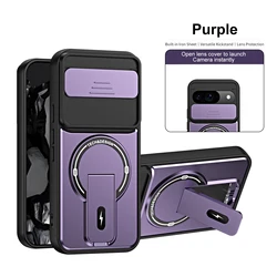 Hybrid Dual Layer Heavy Armor Rugged Magnetic Phone Case with Kickstand - Shockproof Cover for Google Pixel 11 (PURPLE)