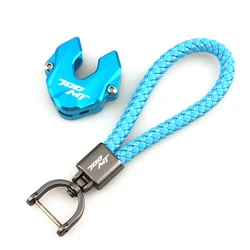 Premium Motorcycle Keychain Case Shell & Embroidered Key Ring (700MT Blue)