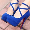 Spring and Autumn New Round Toe Suede Waterproof Table Cross-band Single Shoes Thin High Heel Banquet Large Women's Shoes 6
