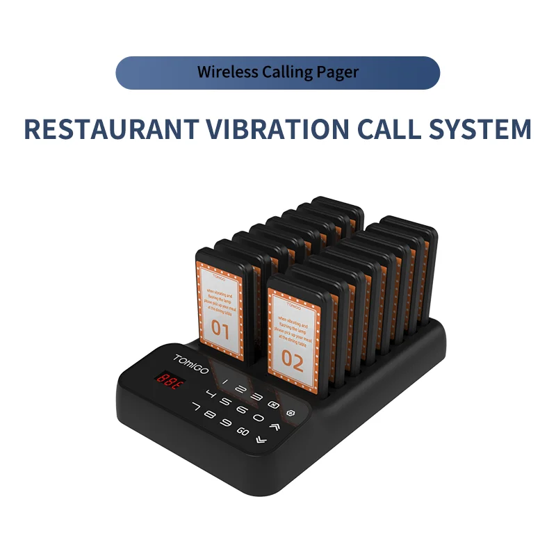 JT-P60 One-click Restaurant wireless Pager System Cafe uses queue pager for best Hospital banking restaurant service