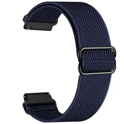 Elastic Nylon Wrist Strap, 20/22mm Adjustable Band - 22mm (Navyblue)