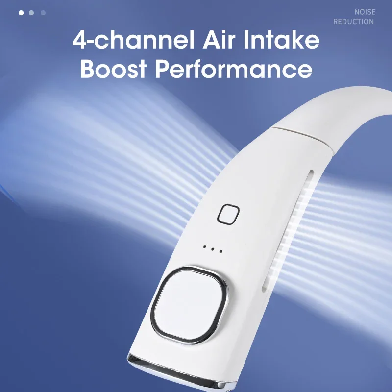 4000mAh Hands Free Neck Fan USB Rechargeable Bladeless 360° Rotation Portable for Outdoor Travel Sports