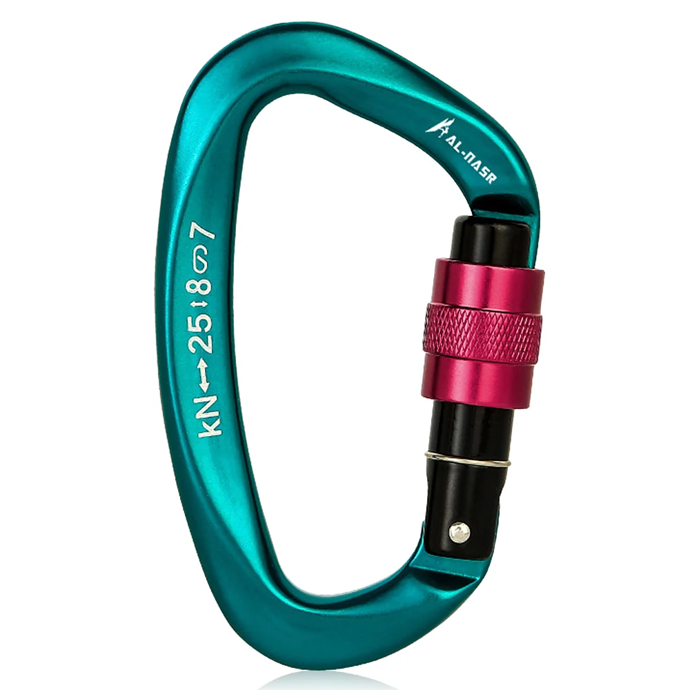 Climbing Carabiner 25KN D-shape Professional Screw Locking Gate Rappelling Gear Quick Equipment Outdoor EDC Tools