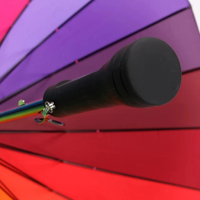 16K 24K Új Hosszú Fogantyú Szivárványos Esernyő Dupla Kézzel Nyitott Acél Egyenes Rúd Luxus Nagy Szélálló - Image 6